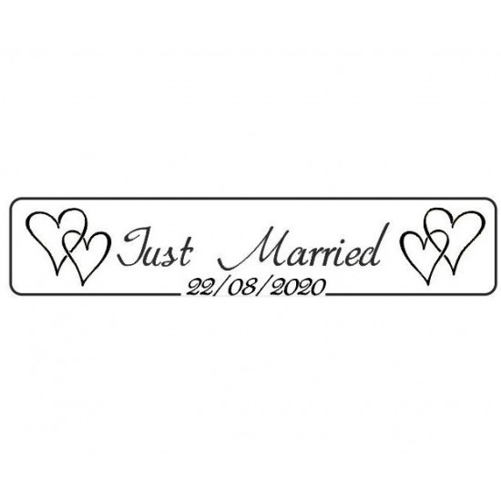 Πινακίδα αυτοκινήτου γάμου Just Married black hearts Πινακίδα αυτοκινήτου γάμου Just Married black hearts
