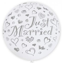 Μπαλόνι Τεράστιο Λάτεξ 'Just Married' άσπρο