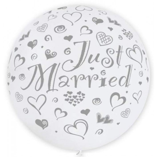 Μπαλόνι Τεράστιο Λάτεξ 'Just Married' άσπρο Μπαλόνι Τεράστιο Λάτεξ 'Just Married' άσπρο