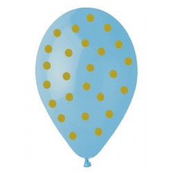 Μπαλόνι Λάτεξ 13" Baby Blue με χρυσό πουά