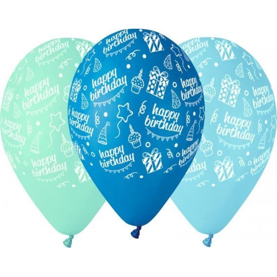 Μπαλόνι Λάτεξ 12" Happy Bday Μπλε Αποχρώσεις Μπαλόνι Λάτεξ 12" Happy Bday Μπλε Αποχρώσεις