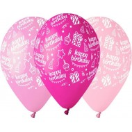Μπαλόνι Λάτεξ 12" Happy Bday Ροζ Αποχρώσεις