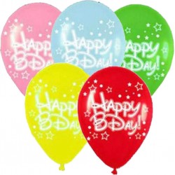 Μπαλόνι Λάτεξ 12" Happy Bday Αστεράκια - Σε 5 Χρώματα 