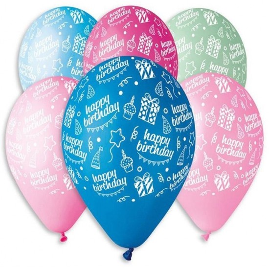 Μπαλόνι Λάτεξ 12" Happy Bday - Σε 6 χρώματα Μπαλόνι Λάτεξ 12" Happy Bday - Σε 6 χρώματα