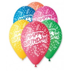 Μπαλόνι Λάτεξ 12" Happy Birthday Κομφετί - Σε 6 Χρώματα 