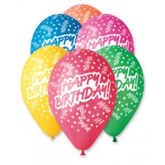 Μπαλόνι Λάτεξ 12" Happy Birthday Κομφετί - Σε 6 Χρώματα Μπαλόνι Λάτεξ 12" Happy Birthday Κομφετί - Σε 6 Χρώματα