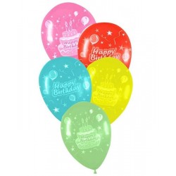 Μπαλόνι Λάτεξ 12" Happy Birthday Τούρτα - Σε 5 Χρώματα 