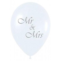 Μπαλόνι Γάμου Λάτεξ 12" Λευκό Περλέ Mr & Mrs