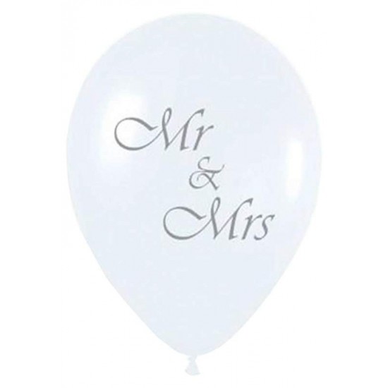 Μπαλόνι Γάμου Λάτεξ 12" Λευκό Περλέ Mr & Mrs Μπαλόνι Γάμου Λάτεξ 12" Λευκό Περλέ Mr & Mrs