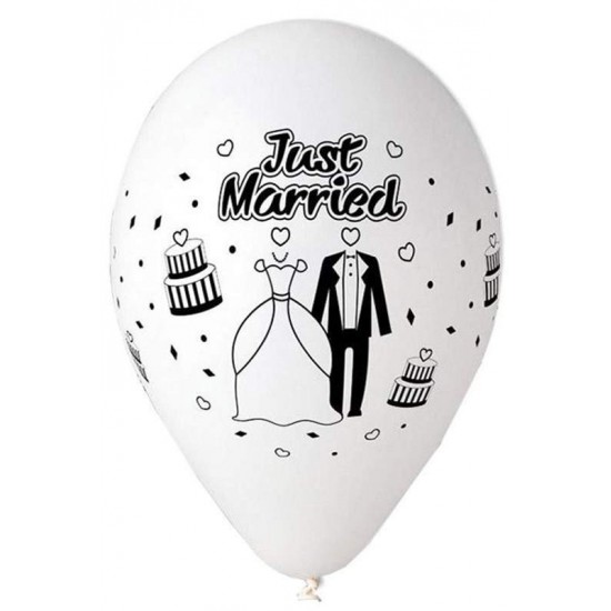Μπαλόνι Γάμου Λάτεξ 12" Λευκό Just Married Μπαλόνι Γάμου Λάτεξ 12" Λευκό Just Married