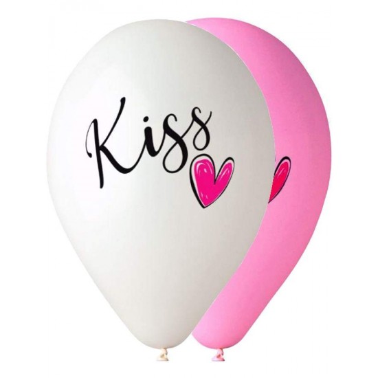 Μπαλόνι Λάτεξ 12" Kiss & καρδούλα Μπαλόνι Λάτεξ 12" Kiss & καρδούλα