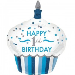 Μπαλόνι Foil  Για Γενέθλια Cup Cake 'Happy 1st Birthday' Αγοράκι