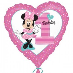 Μπαλόνι Foil Καρδιά Για Γενέθλια Minnie 1st Birthday