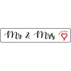 Πινακίδα αυτοκινήτου γάμου Mr & Mrs ημερομηνία