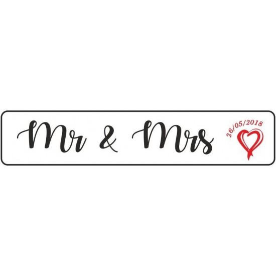 Πινακίδα αυτοκινήτου γάμου Mr & Mrs ημερομηνία Πινακίδα αυτοκινήτου γάμου Mr & Mrs ημερομηνία
