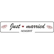 Πινακίδα αυτοκινήτου γάμου Just Married Διπλές καρδιές
