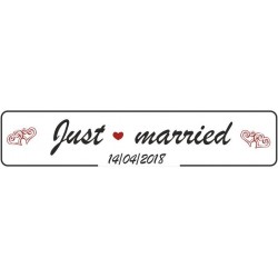 Πινακίδα αυτοκινήτου γάμου Just Married Διπλές καρδιές