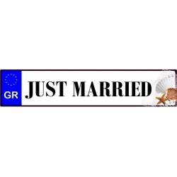 Πινακίδα αυτοκινήτου γάμου Just Married Κοχύλια
