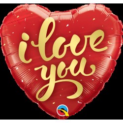 Μπαλόνι Foil Καρδιά I love you Χρυσά Γράμματα 46εκ.