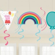 Κρεμαστά Διακοσμητικά Σπιράλ Peppa Pig / 6 τεμ - 13 εκ