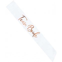 Κορδέλα λευκή σατέν Team Bride rosegold γράμματα