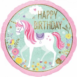 Μπαλόνι Foil 18' Holographic Magical Unicorn Happy Birthday