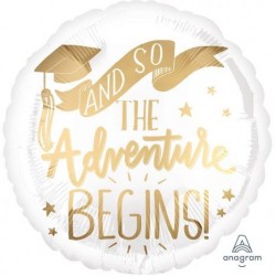 Μπαλόνι Foil 17" Στρογγυλό The Adventure Begins Congratulations Grad 43 εκ