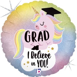 Μπαλόνι Foil Αποφοίτησης Grad Μονόκερος ' I believe in you'45 εκ