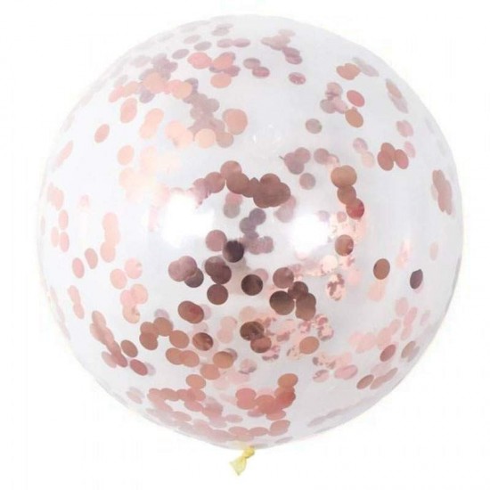 Διάφανο μεγάλο μπαλόνι γεμισμένο με Rosegold κονφετί