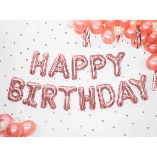 Μπαλόνια Foil Γενεθλίων Happy Birthday Ροζ-χρυσό (13 τεμ) Μπαλόνια Foil Γενεθλίων Happy Birthday Ροζ-χρυσό (13 τεμ)
