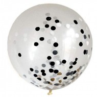 Μπαλόνι Μεγάλο Διάφανο Γεμισμένο Με Χρυσο & Μαύρο Κονφετί