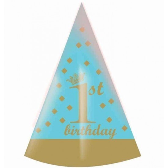 Καπελάκι πάρτυ "1st Birthday"μπλε & χρυσό