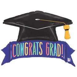 Μπαλόνι Foil Για Αποφοίτηση Καπέλο 'Congrats Grad'