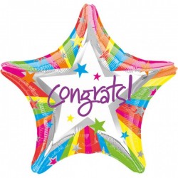 Μπαλόνι Foil Αστέρι Για Αποφοίτηση Congrats Ουράνιο Τόξο