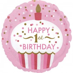 Μπαλόνι Foil Για Γενέθλια 1st Birthday Girl Cupcake Που Ιριδίζει