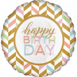 Μπαλόνι Foil Γενεθλίων Happy Birthday Παστέλ Χρώματα