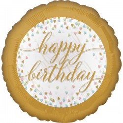 Μπαλόνι Foil Για Γενέθλια Παστέλ Κομφετί 'Happy Birthday'