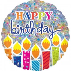 Μπαλόνι Foil Για Γενέθλια Κεράκια Happy Birthday Που Ιριδίζει