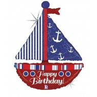 Μπαλόνι Foil Για Γενέθλια Καράβι Happy Birthday