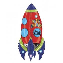 Μπαλόνι Foil Για Γενέθλια Πύραυλος 3D Happy Birthday