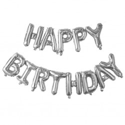 Μπαλόνι Foil Γενεθλίων ''Happy Birthday'' Ασημί (13 τεμ.)