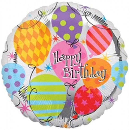 Μπαλόνι Foil Για Γενέθλια 'Happy Birthday' Με Μπαλονάκια Μπαλόνι Foil Για Γενέθλια 'Happy Birthday' Με Μπαλονάκια