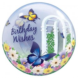 Μπαλόνι Bubble Πεταλούδες Bday Wishes 