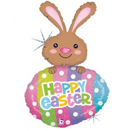 Μπαλόνι Foil Λαγουδάκι με αυγό ”Happy Easter” 99 εκ Μπαλόνι Foil Λαγουδάκι με αυγό ”Happy Easter” 99 εκ