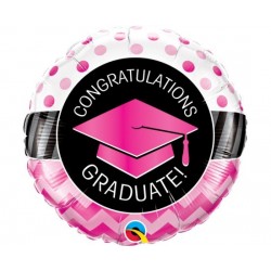 Μπαλόνι Foil 18" Graduate Pink Chevron Dots / 45 εκ