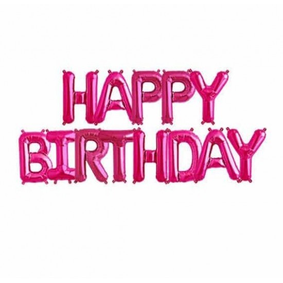 Μπαλόνια Foil Γενεθλίων Happy Birthday Φούξια (13 τεμ) Μπαλόνια Foil Γενεθλίων Happy Birthday Φούξια (13 τεμ)