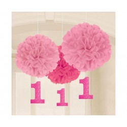 Fluffy Deco 1st Birthday Girl /3 τεμ