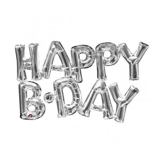 Μπαλόνι Foil Γενεθλίων Happy B-DAY Ασημί Μπαλόνι Foil Γενεθλίων Happy B-DAY Ασημί