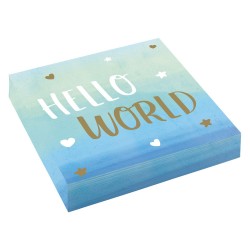 Χαρτοπετσέτες Μεγάλες Hello World γαλάζιες (16 τεμ)