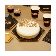 Πινακίδα Τούρτας Χρυσό Happy Birthday